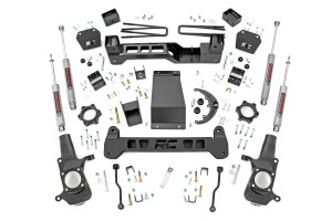 GMC Sierra 2500 Suspension Lift Kit - Rough Country - 6 Inch, CNC-machined knuckles, heavy-duty laser-cut crossmembers, integrated skid plate - '99-'04
